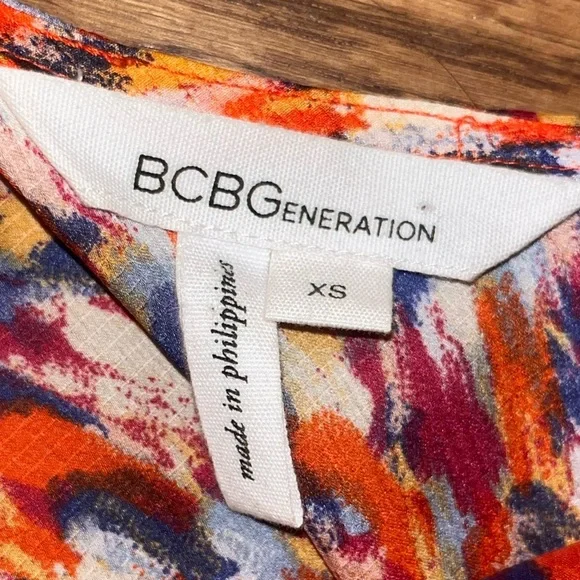 BCBGeneration Women's Orange Multi Color One Shoulder Dress XS w/ Pockets - Picture 8 of 10